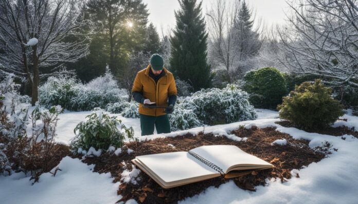 Inspect your garden for winter damage and take notes for repairs.