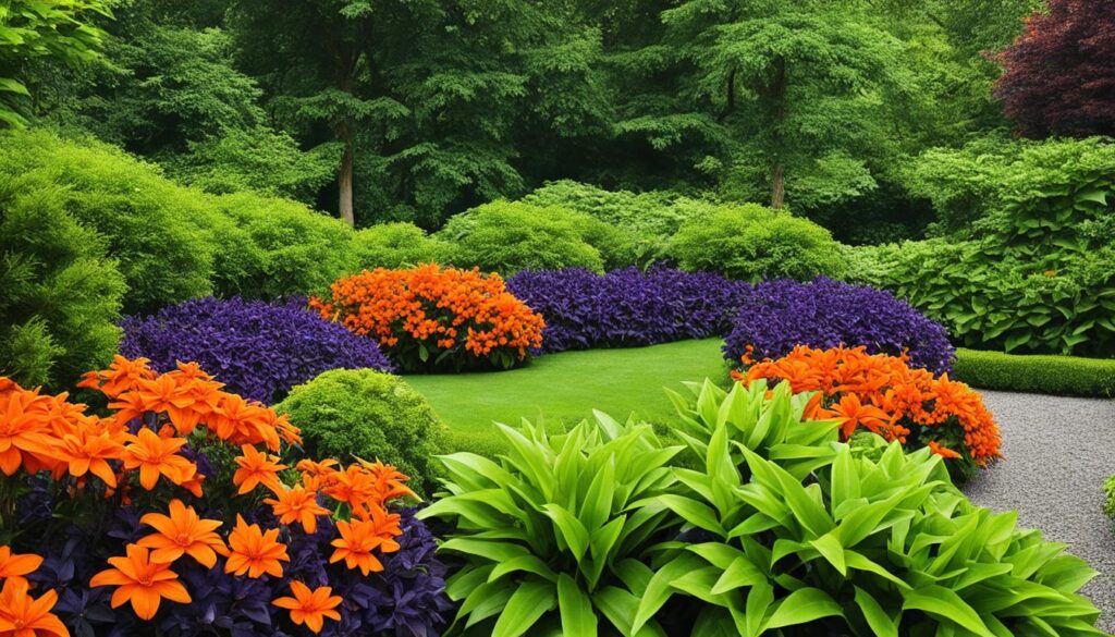 contrasting colors in a garden
