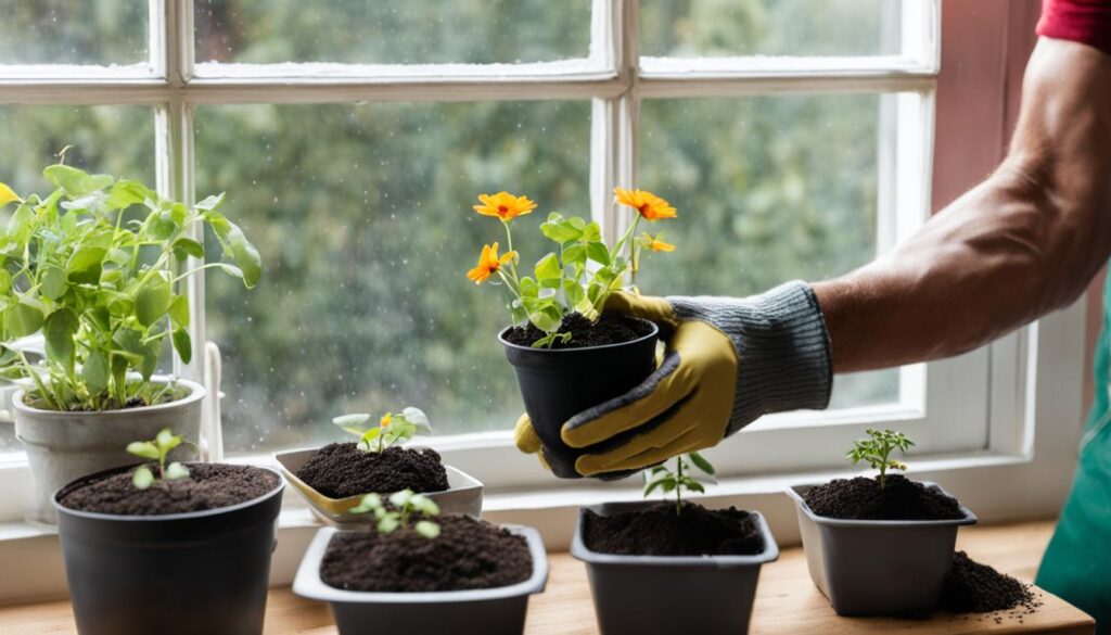 sowing seeds in pots or window boxes
