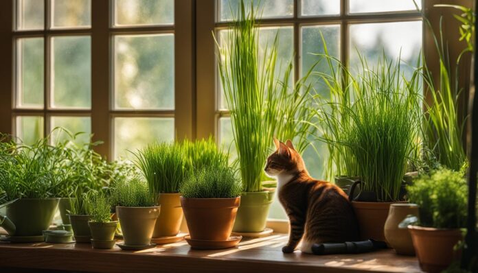 Plant some cat grass indoors for your feline friends to enjoy.